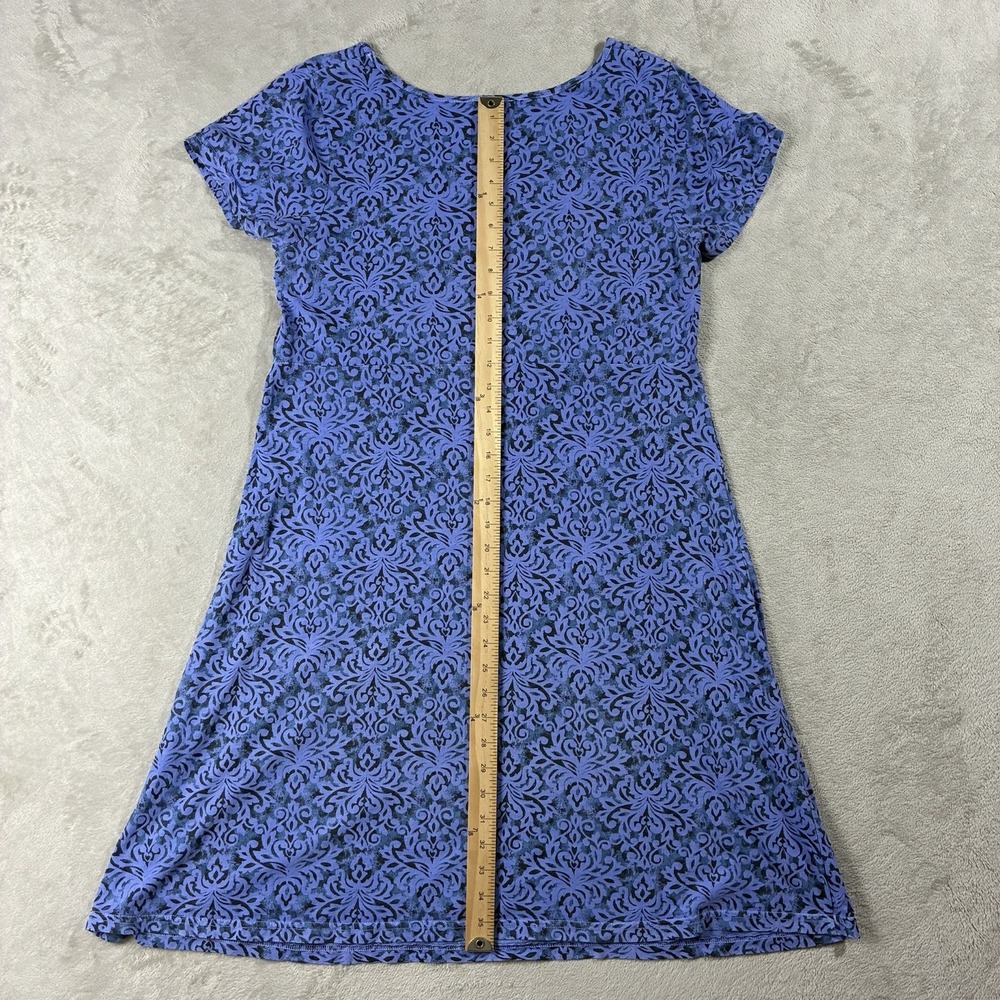 Fresh Produce Blue Damask-Print Short Sleeve A-line Cotton Dress Women M Coastal - Picture 8 of 9